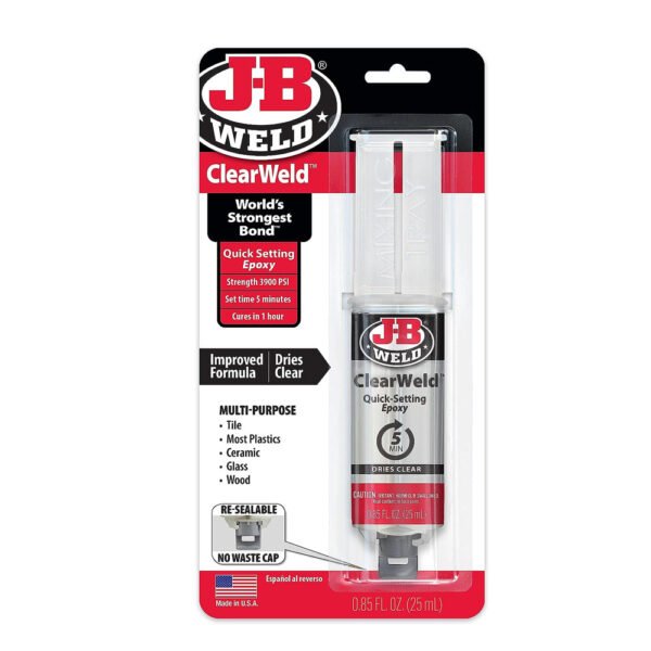JB Weld 50112UK ClearWeld Quick Setting Epoxy 25ml, Clear, 25 ml