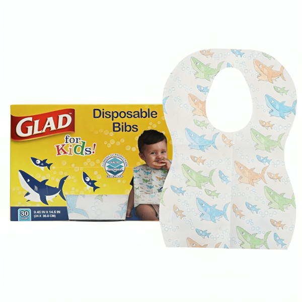 Glad for Kids Shark Disposable Paper Bibs with Crumb Catcher