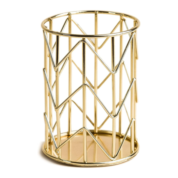 U Brands Pencil Cup, Wire Metal, Gold - 897U06-24